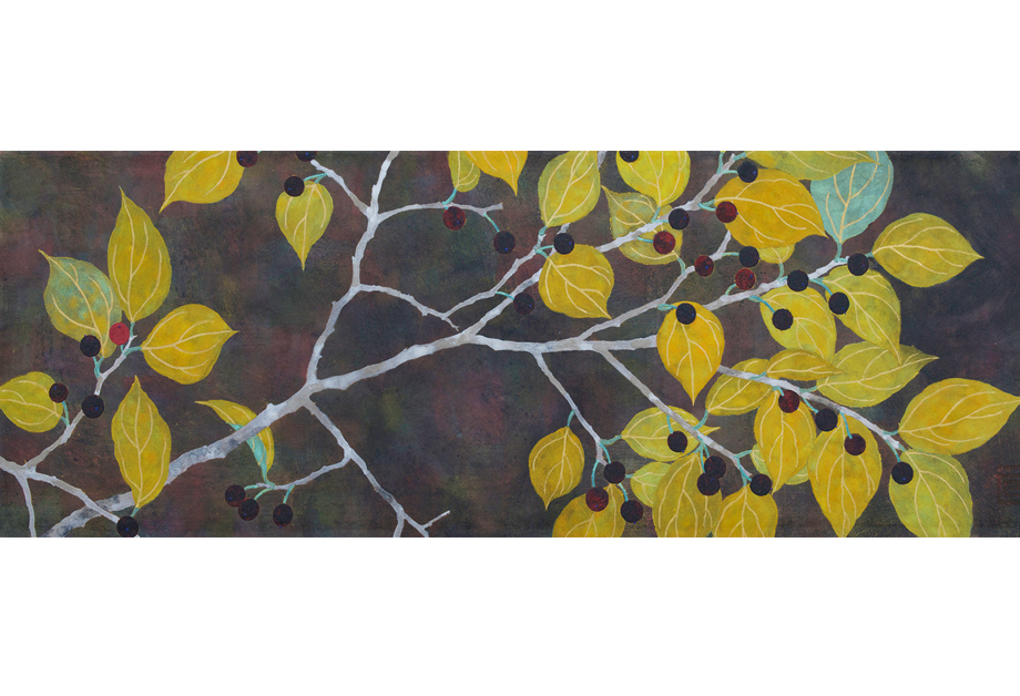 Ai Akino, Enoki, 2010 Japanese pigments on mulberry paper, 16 x 45.4 cm.